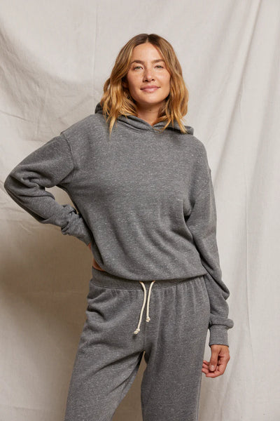 Heart Cotton Fleece Pullover Hoodie - Dark Heather Grey