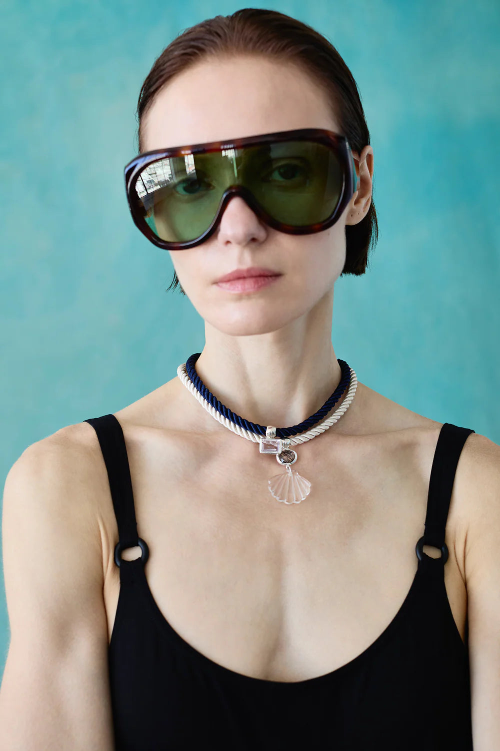 Scallop Twist Cord Necklace - Clear Quartz