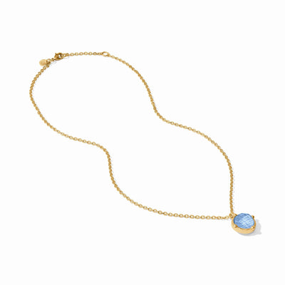 Honeybee Solitaire Necklace - Iridescent Chalcedony Blue