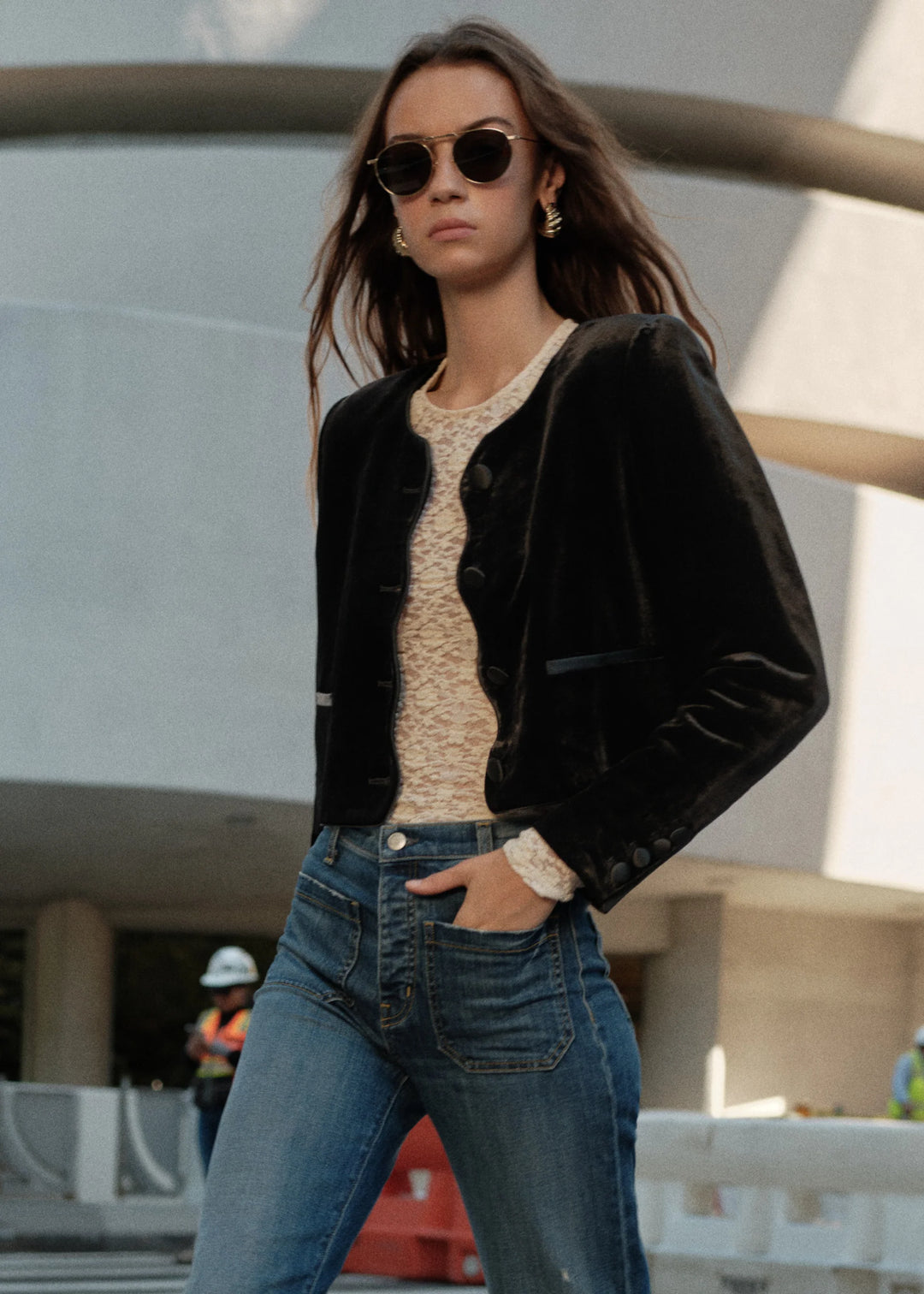 Apollonia Velvet Blazer - Black