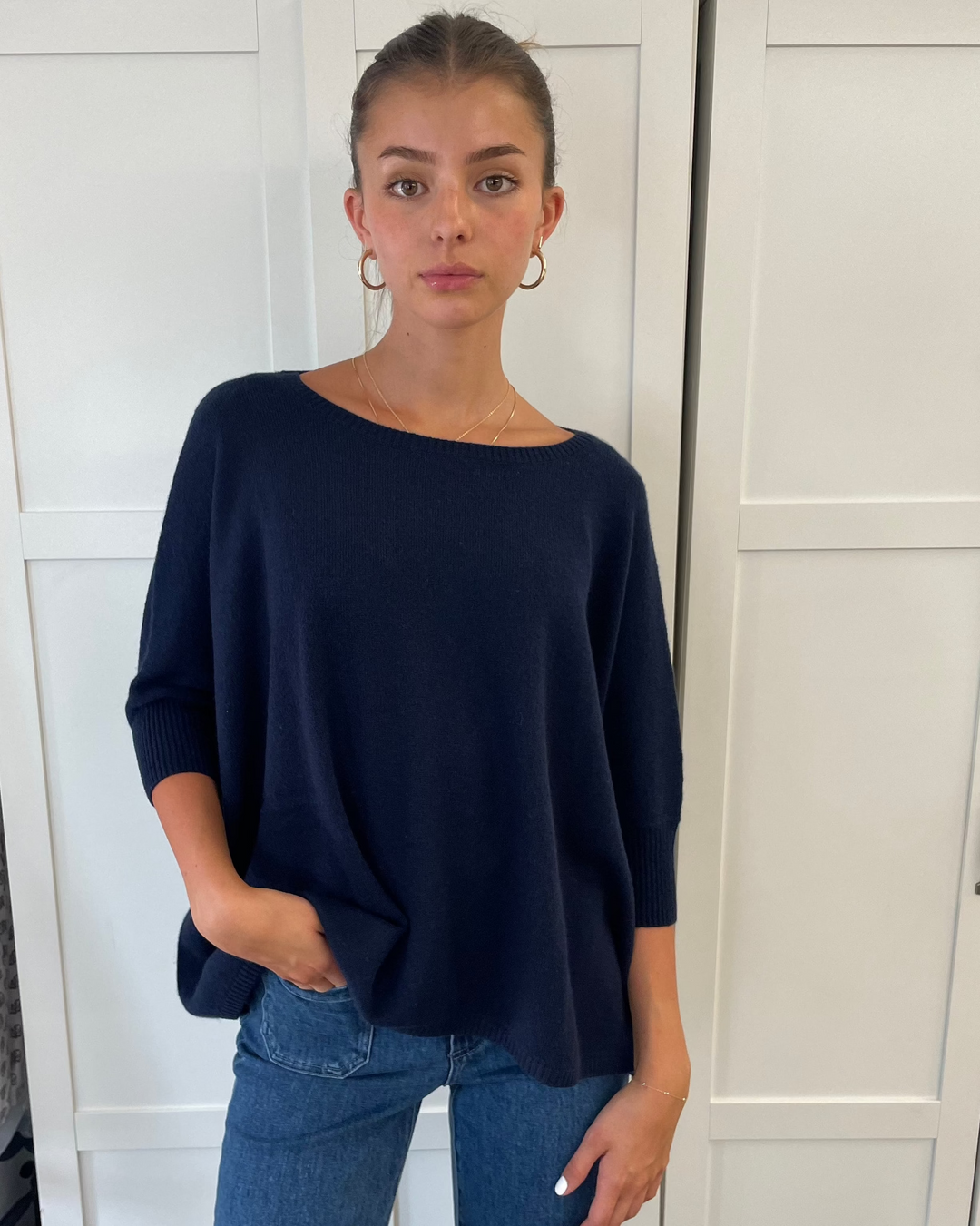 Nadine Cashmere Boxy Pullover Navy