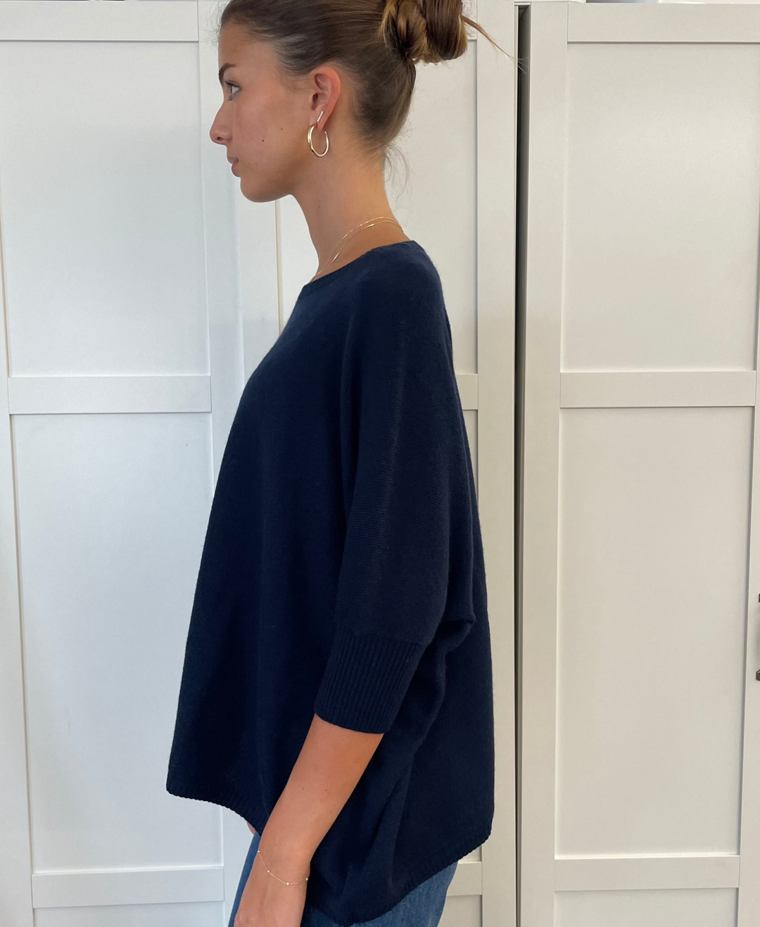 Nadine Cashmere Boxy Pullover Navy