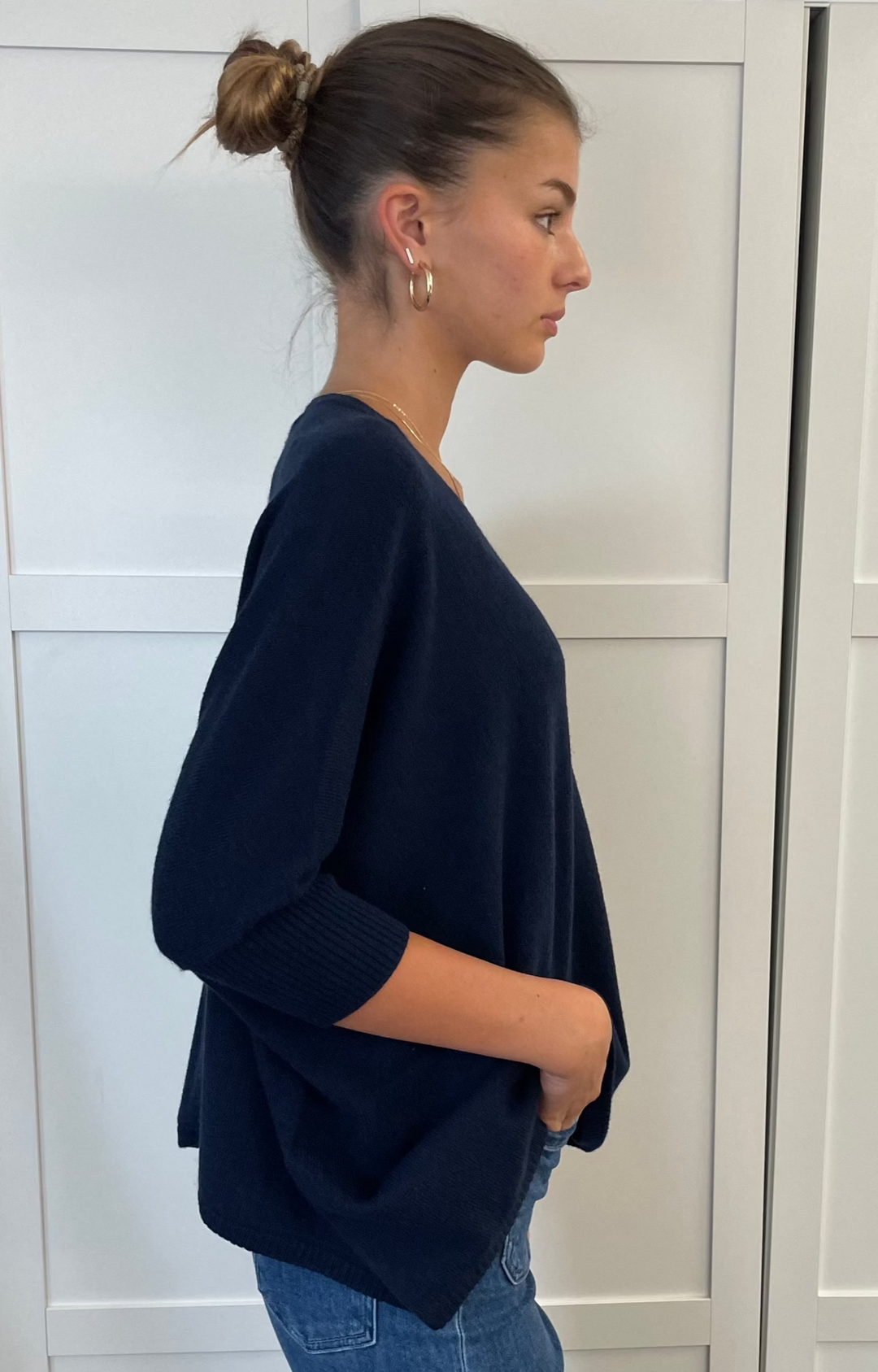 Nadine Cashmere Boxy Pullover Navy