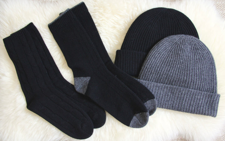 Tipped Cashmere Socks- Black