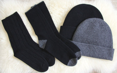 Cable Cashmere Socks- Black