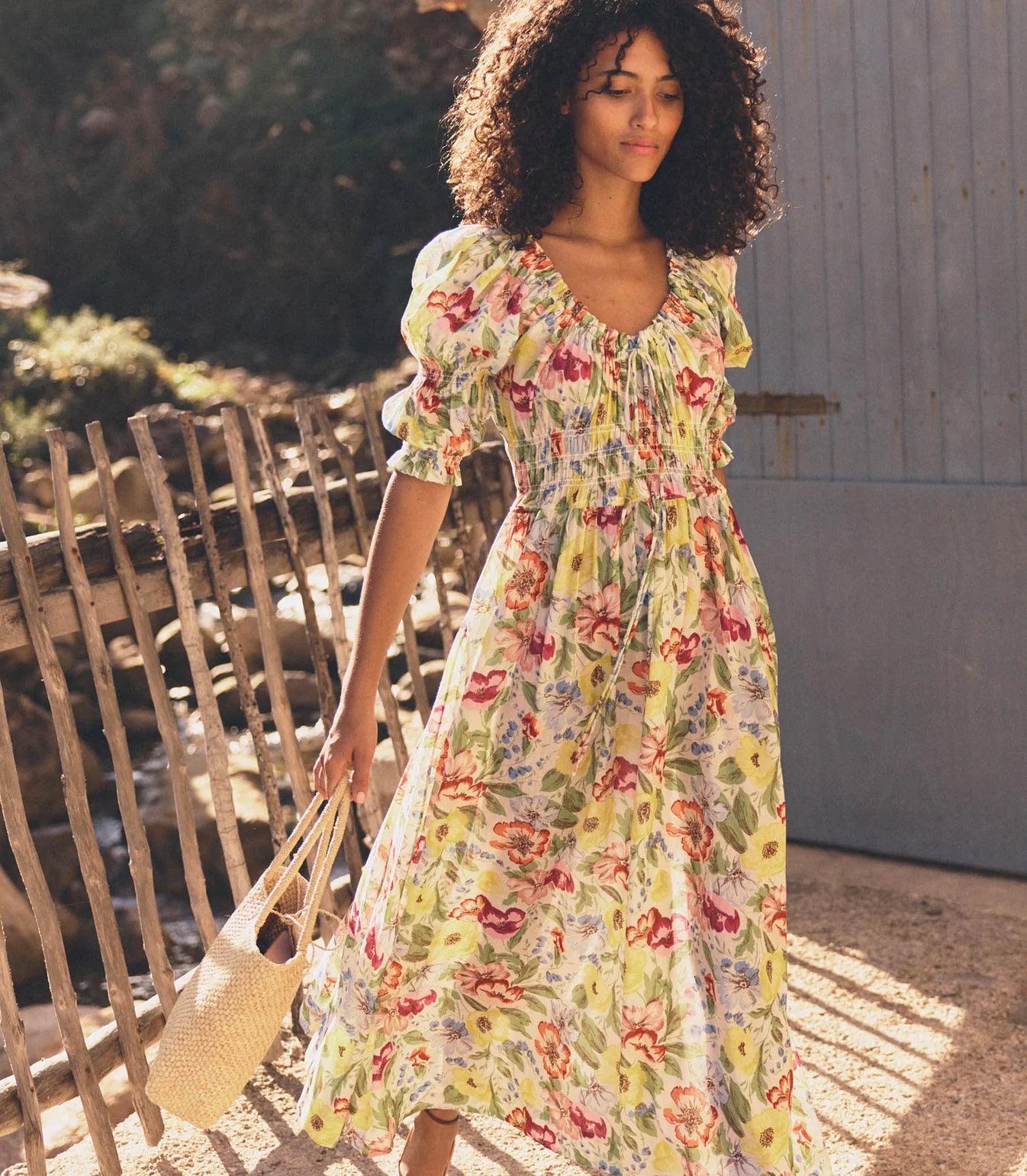 Ischia Dress - Blanc Anemone Bloom