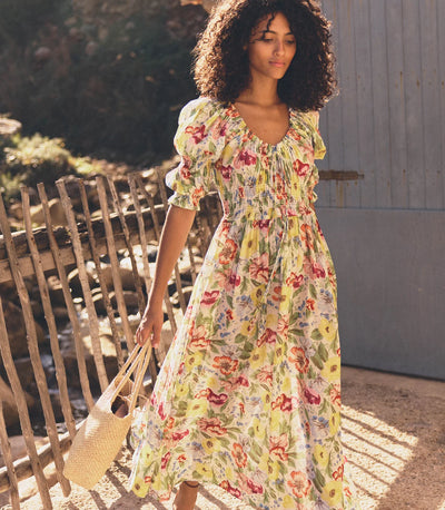 Ischia Dress - Blanc Anemone Bloom