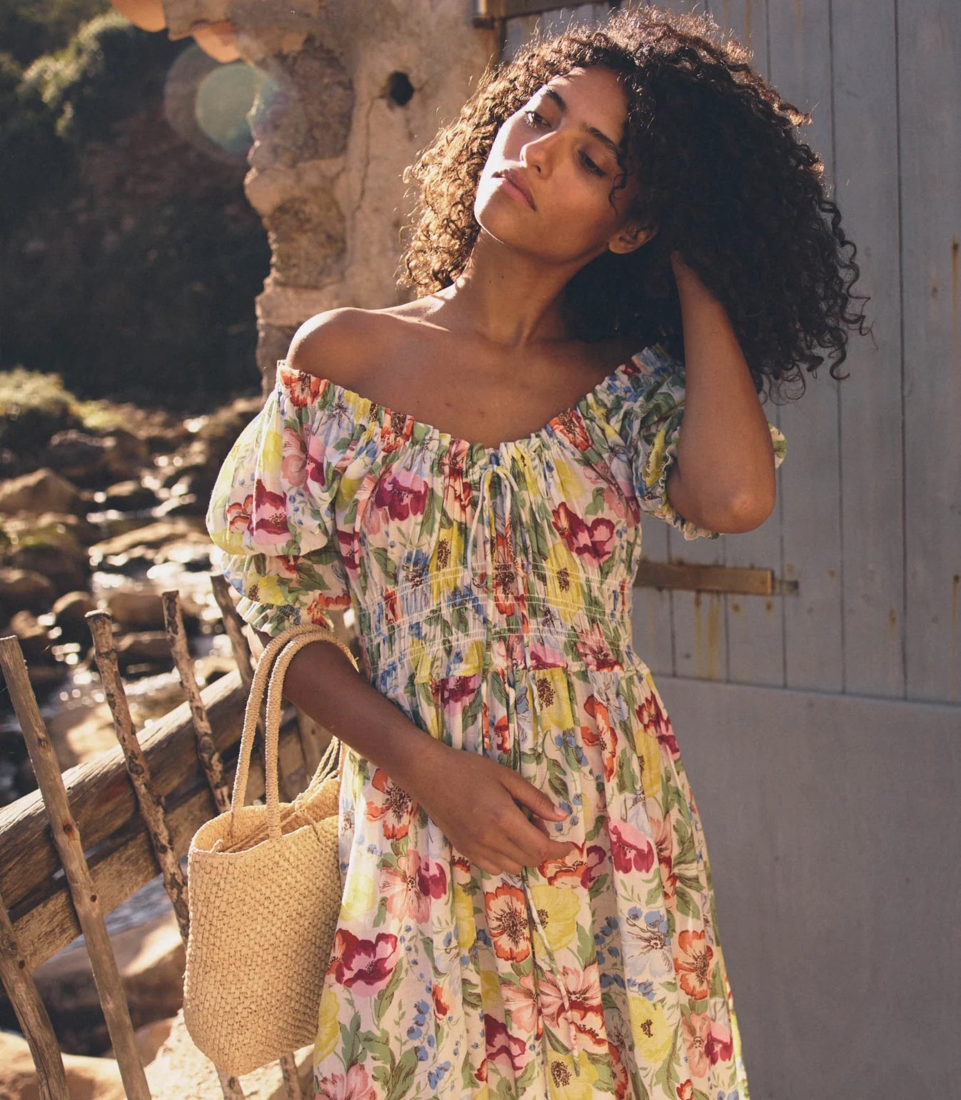 Ischia Dress - Blanc Anemone Bloom