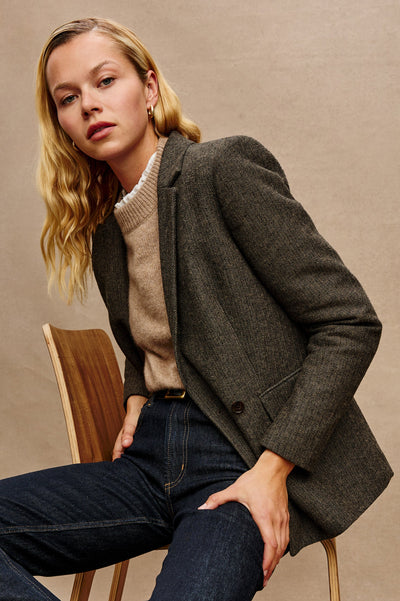 Jac Blazer - Camel Black Herringbone