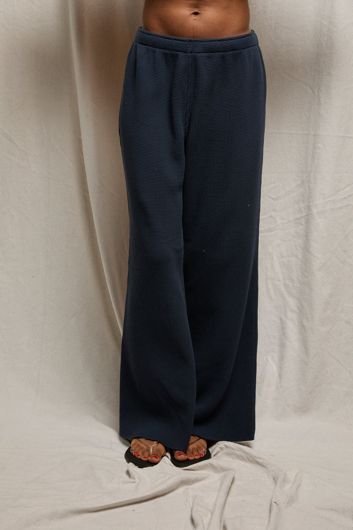 Shane Waffle Drawcord Pant - Navy