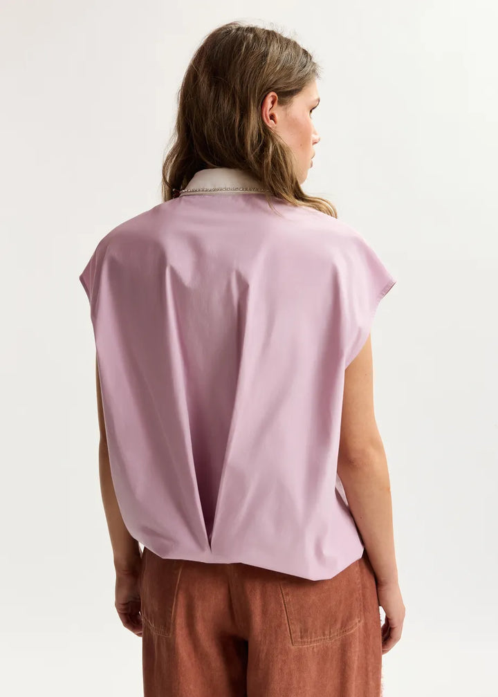 Sleeveless Cotton Shirt - Lilac