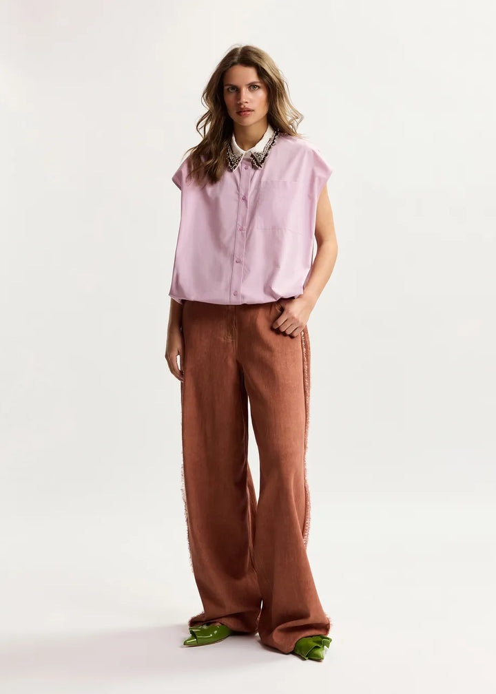 Sleeveless Cotton Shirt - Lilac
