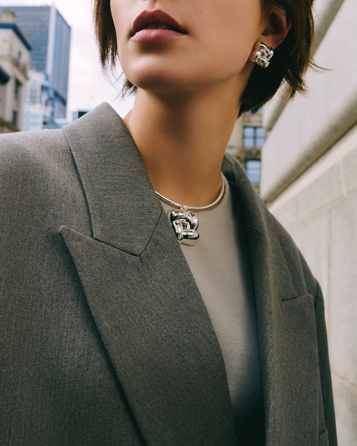 Woven Square Collar - Silver