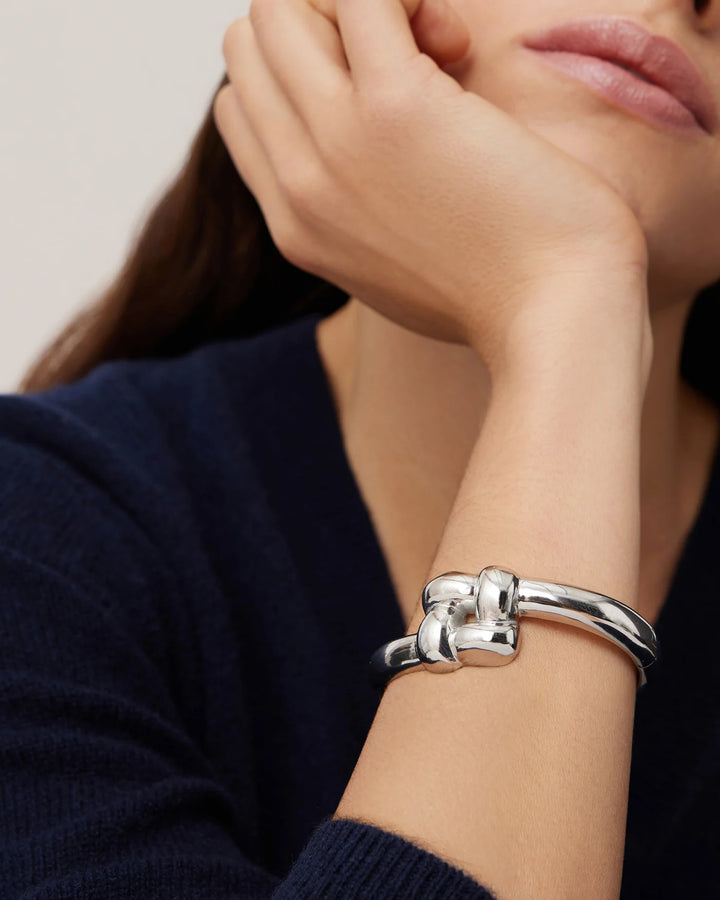 Woven Square Bangle - Silver