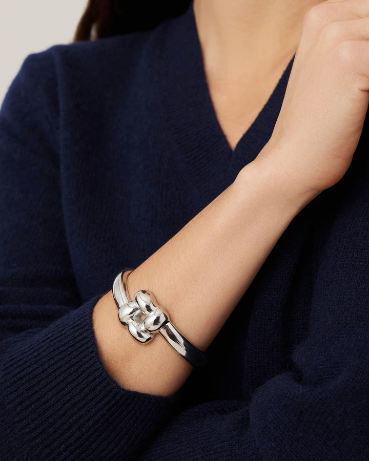 Woven Square Bangle - Silver