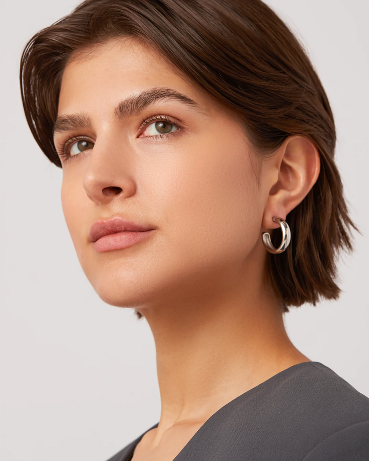 Staple Hoop Earrings - Medium - Platinum