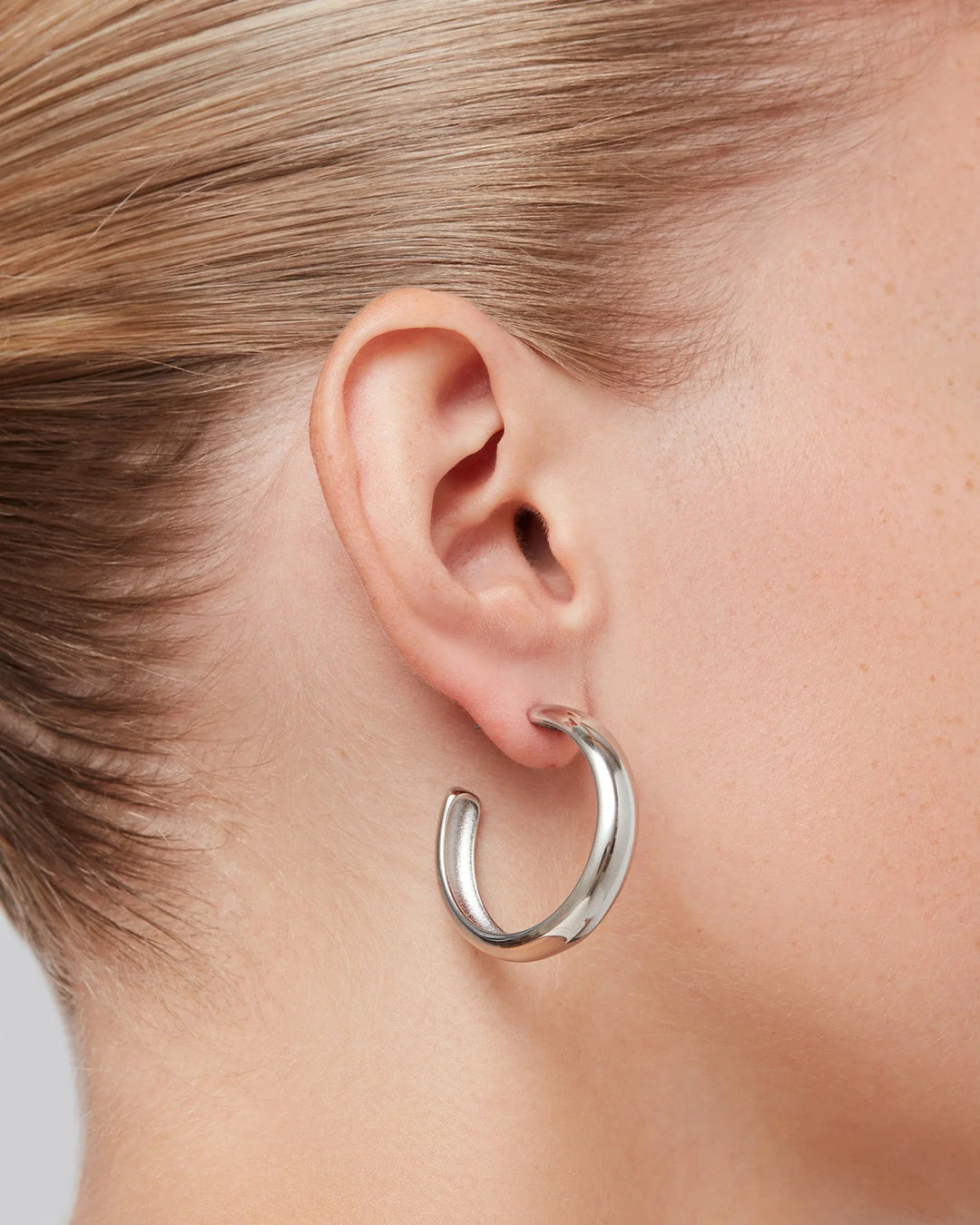 Staple Hoop Earrings - Large - Platinum