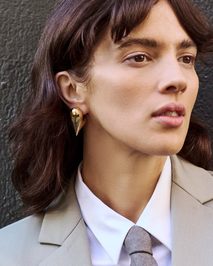 Art Heart Puff Earrings - Gold