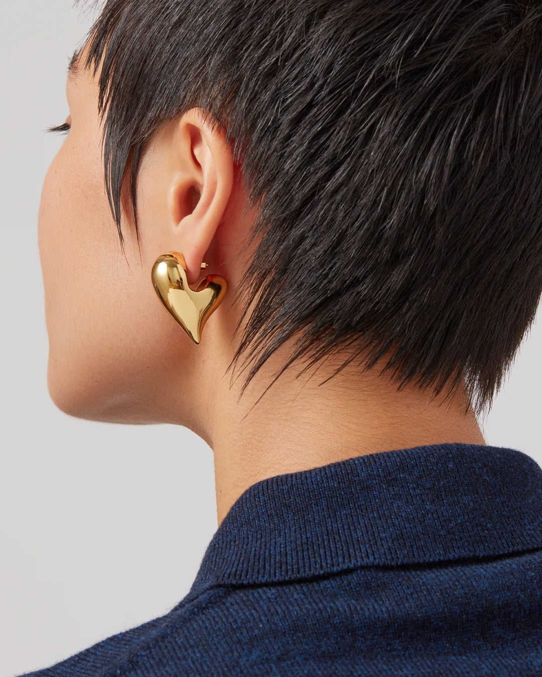 Art Heart Puff Earrings - Gold