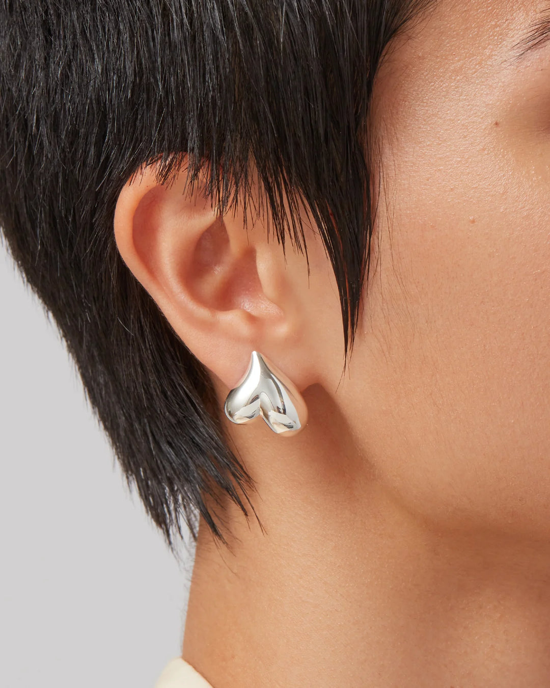 Art Heart Puff Earrings - Silver