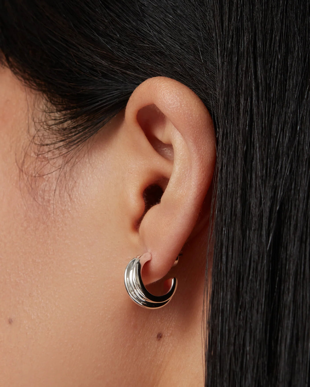 Mini Lennon Hoops - Silver