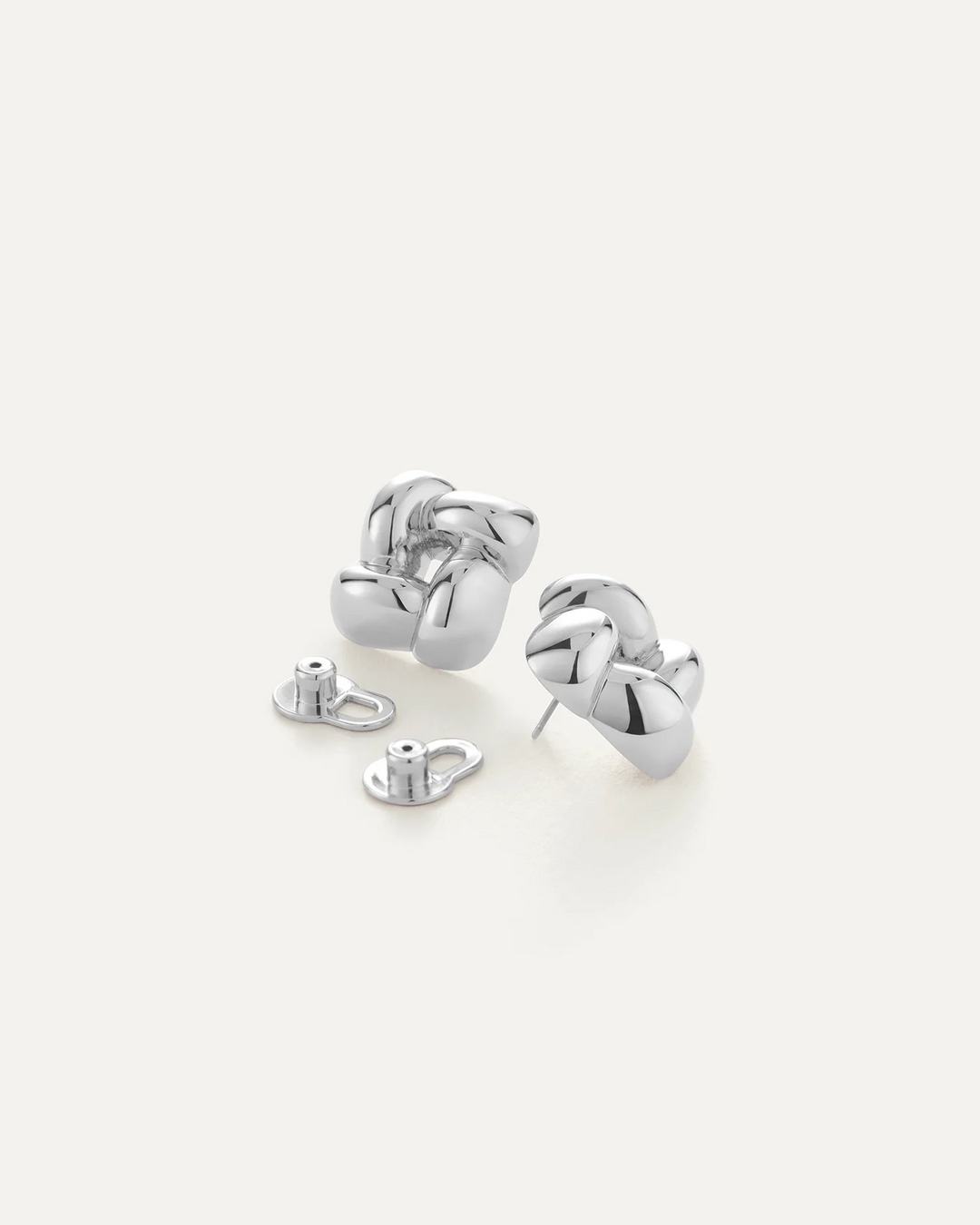 Small Woven Square Earrings - Silver