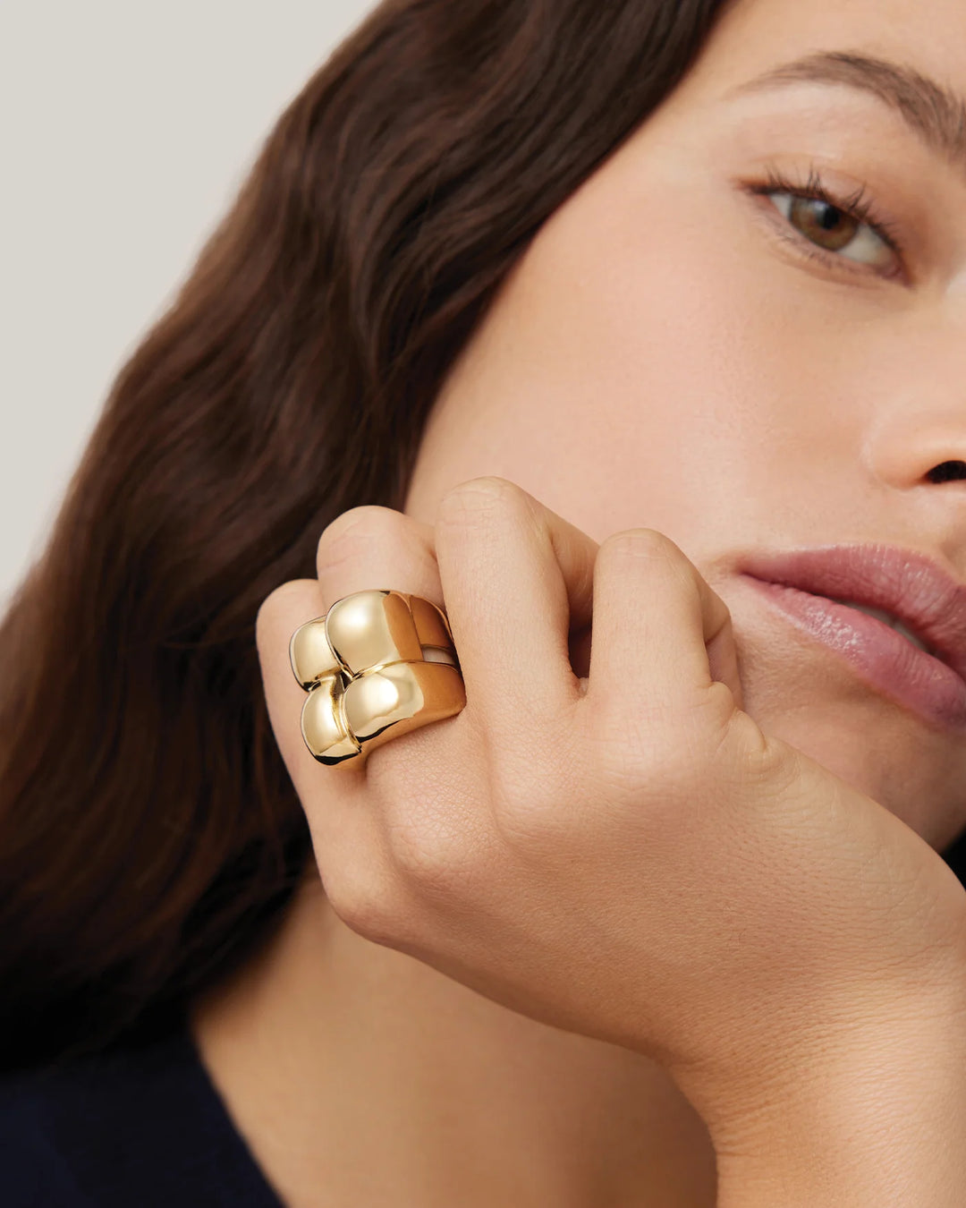 Mega Woven Square Ring - Gold