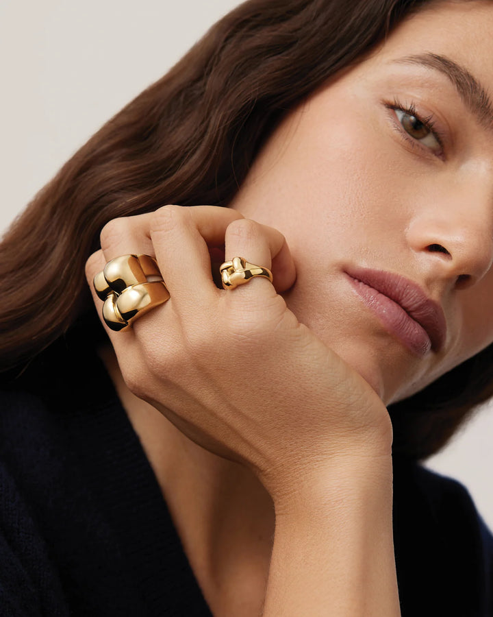 Mega Woven Square Ring - Gold