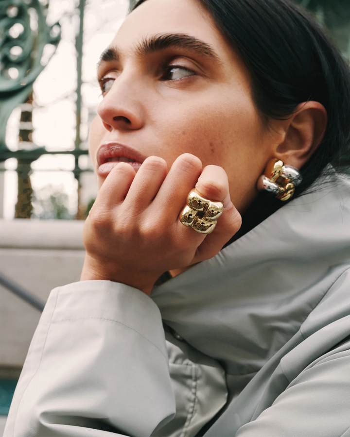 Mega Woven Square Ring - Gold