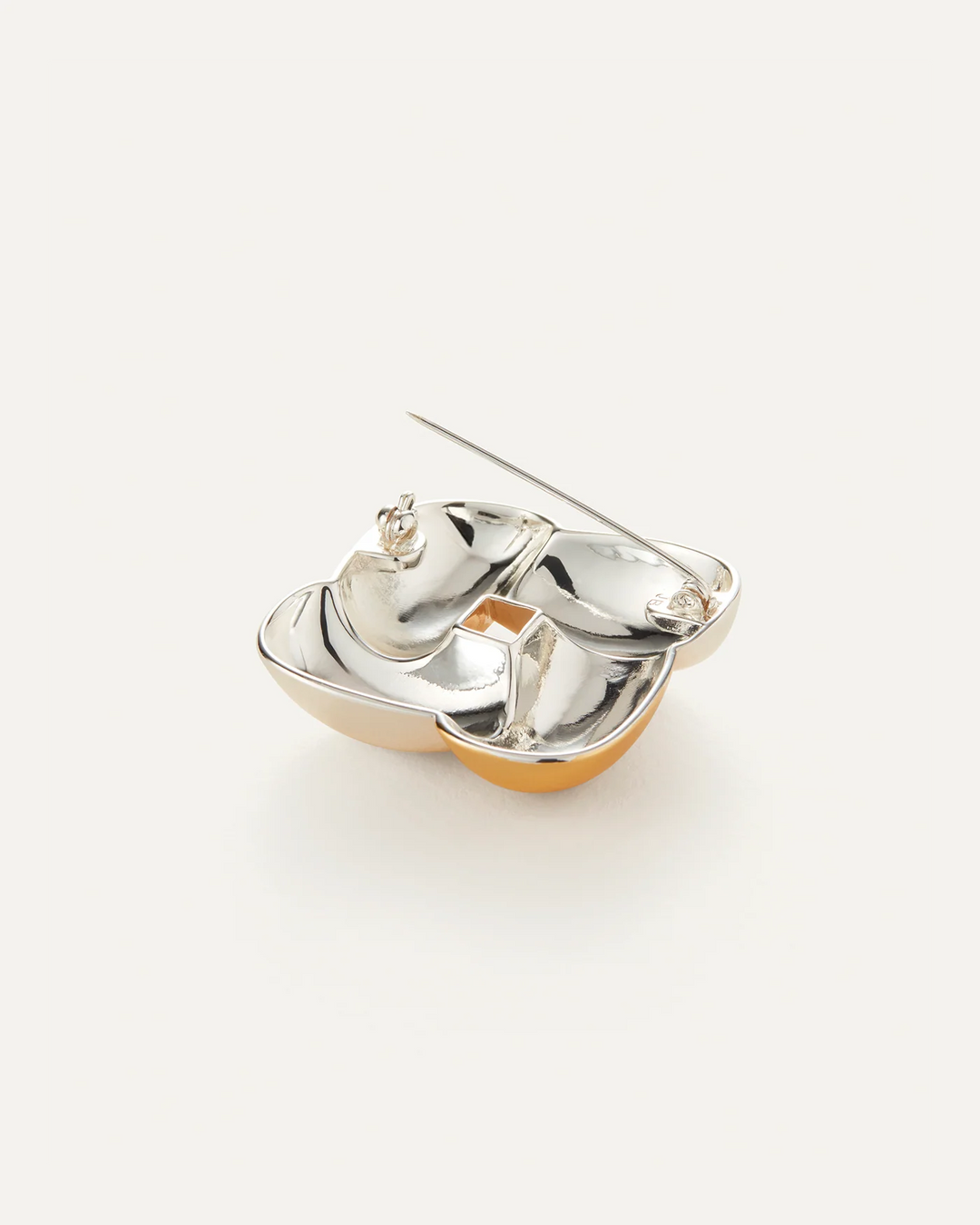 Woven Square Brooch - Two-Tone