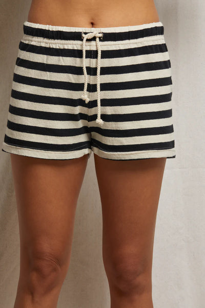Jesse Recycled Cotton Drawstring Short - Navy/Natural Stripe