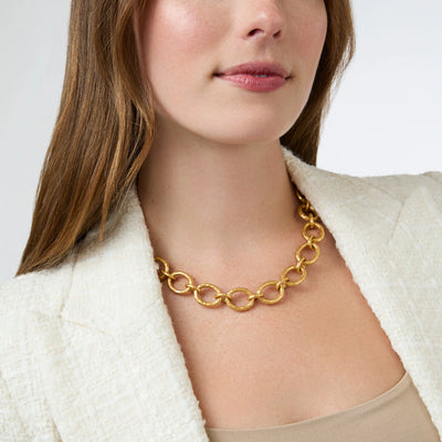 Catalina Demi Link Necklace- Gold Pearl