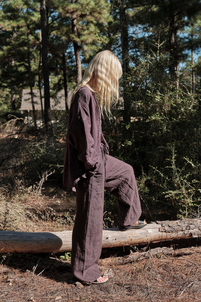 Juno Pant in Linen - Raisin