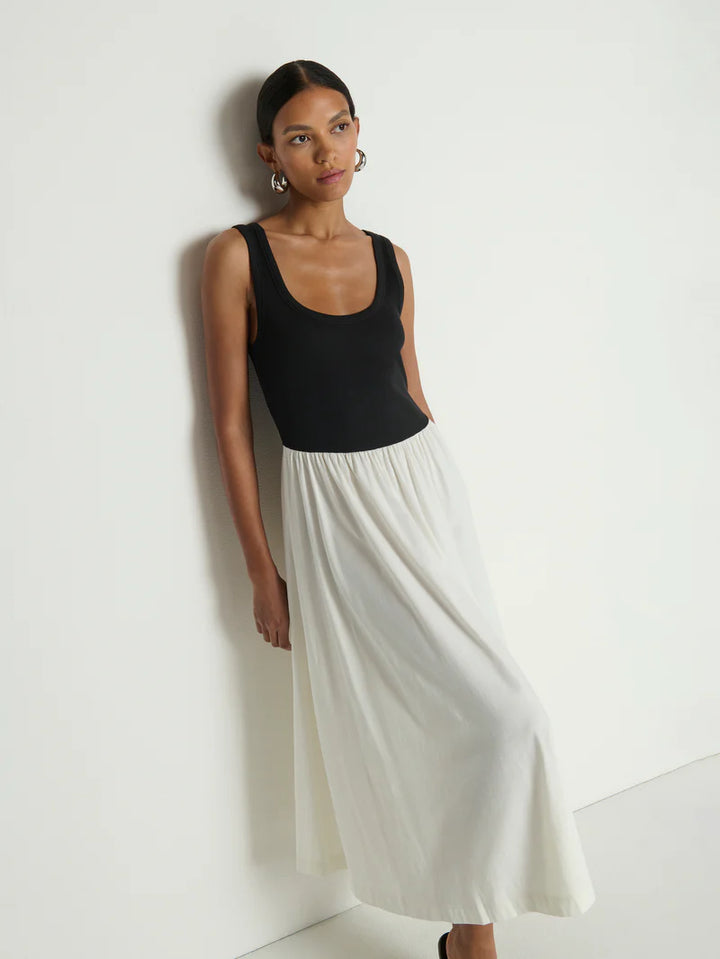 Karla Midi Dress - Porcelain Color Block