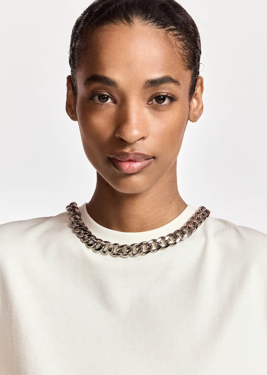 T-Shirt w/ Chain - Off White