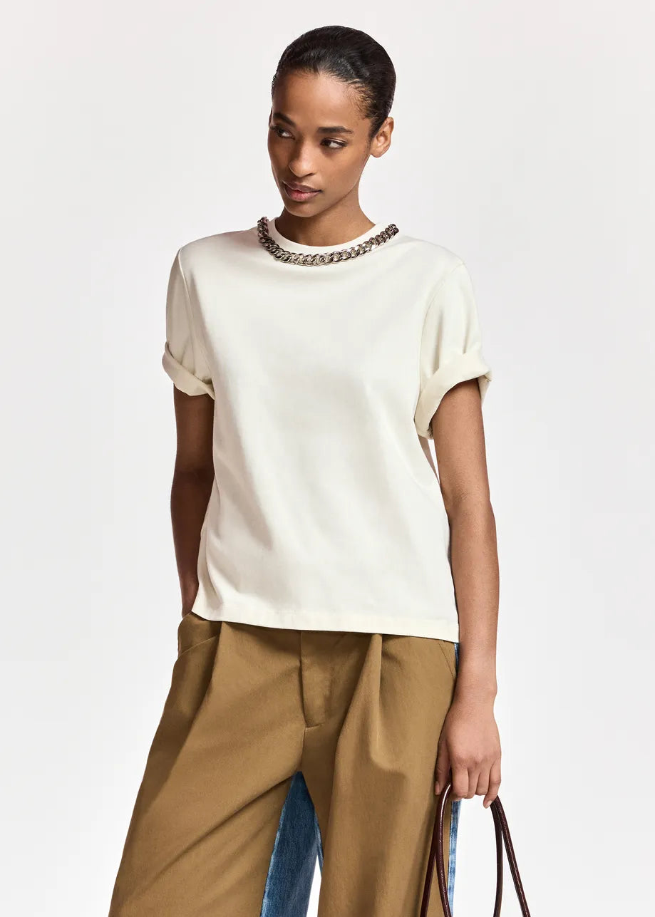 T-Shirt w/ Chain - Off White