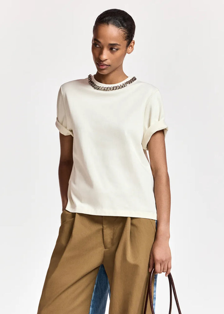T-Shirt w/ Chain - Off White