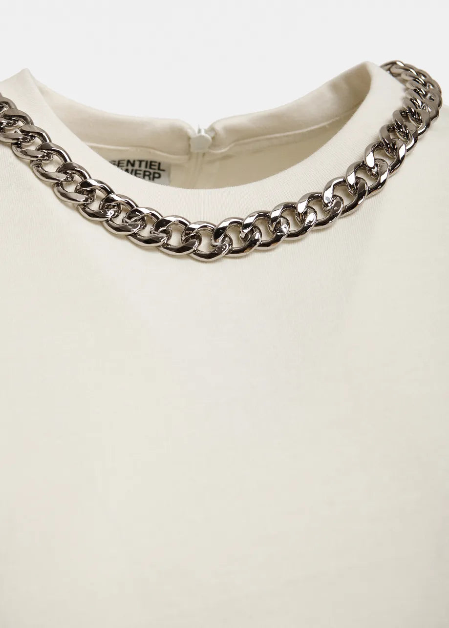 T-Shirt w/ Chain - Off White