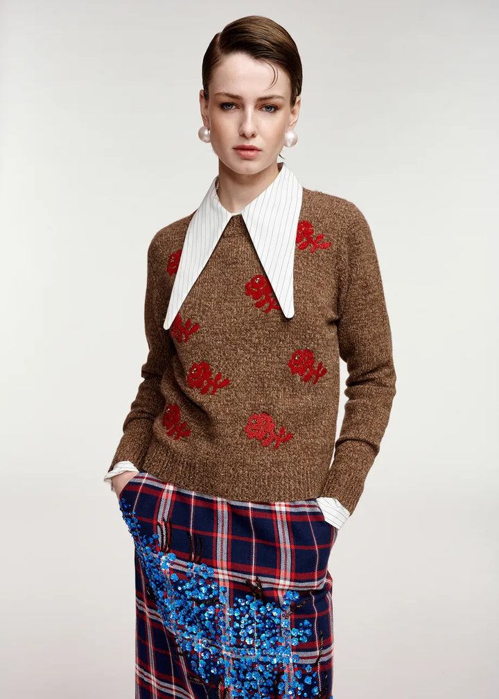 Wool Sweater - Brown/Red