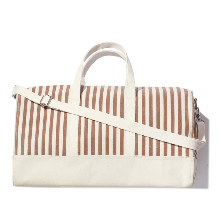 The All Over Striped Duffle Bag - Sand/Canvas Mini Stripe