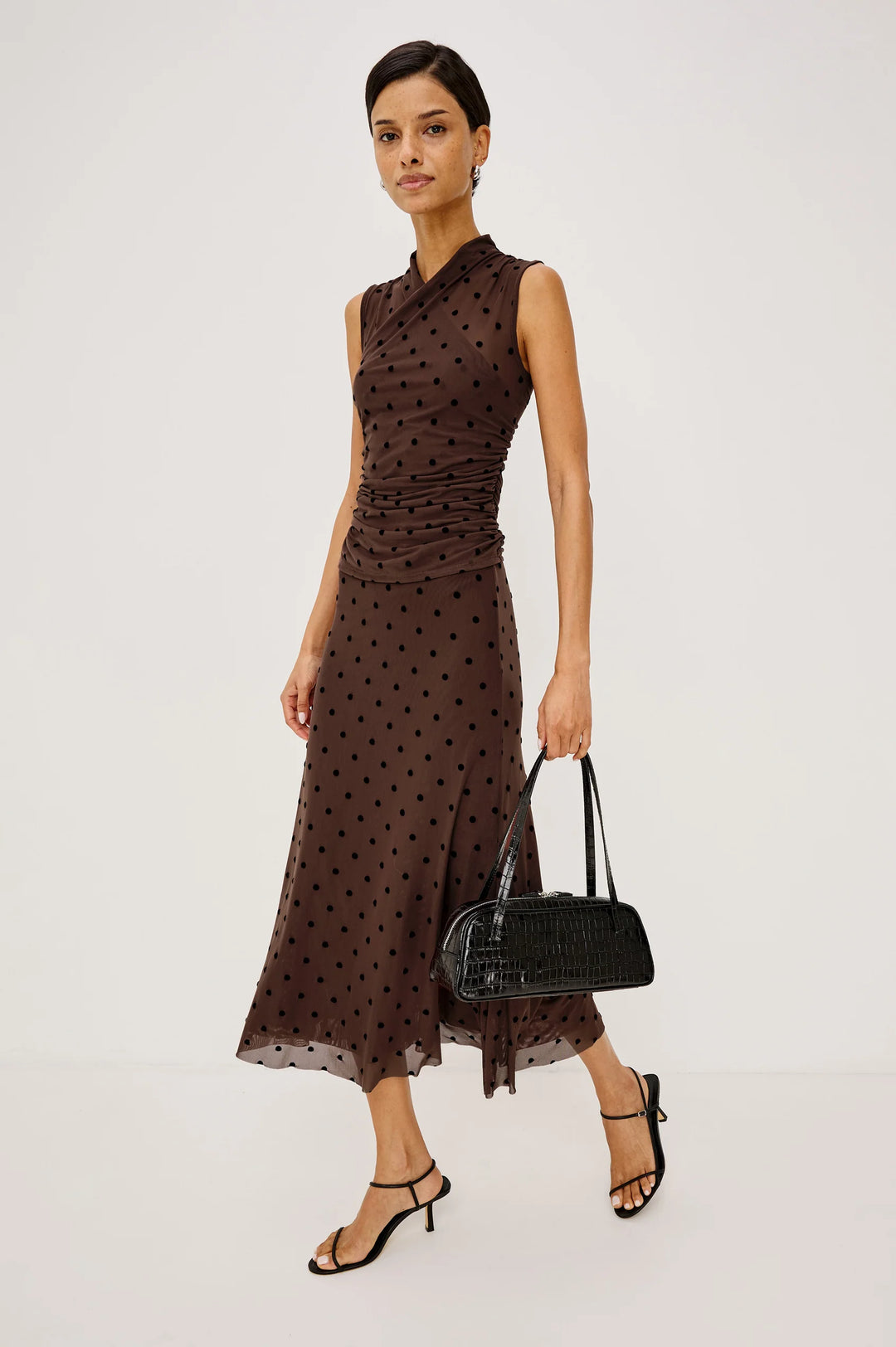 Lauris Top - Chocolate Polka Dot
