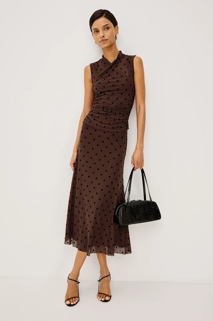 Lauris Top - Chocolate Polka Dot