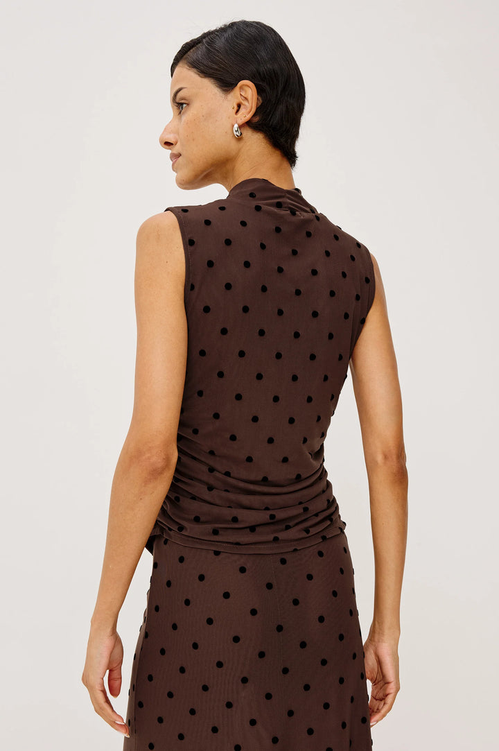 Lauris Top - Chocolate Polka Dot