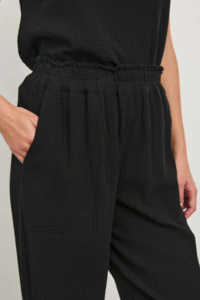 Leon Crop Pant - Black Gauze