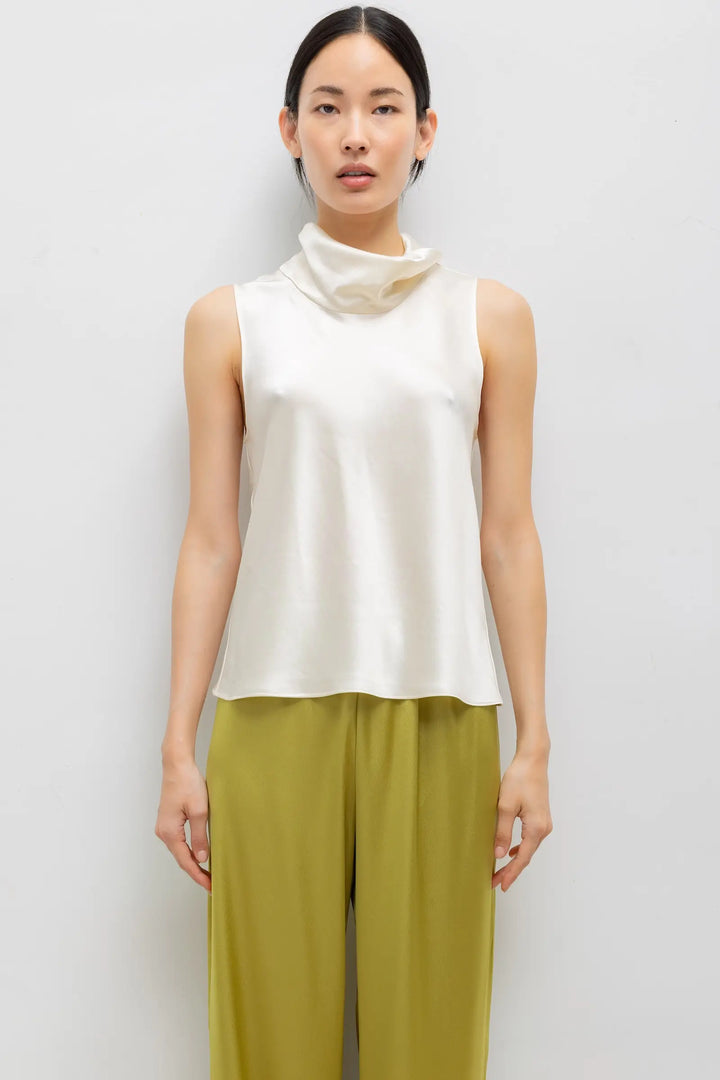 Barb Sleeveless Cowl Neck - Creme