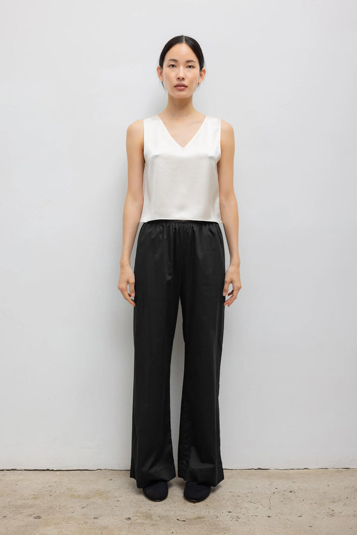 Barb V Neck Shell - Creme