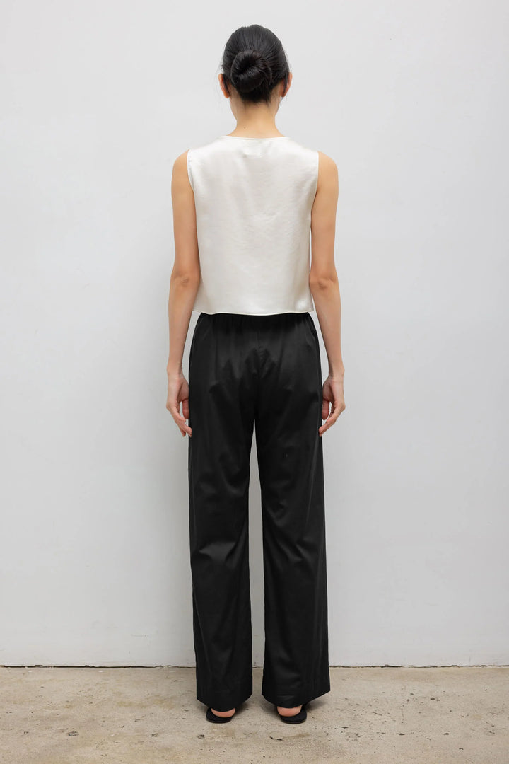 Barb V Neck Shell - Creme