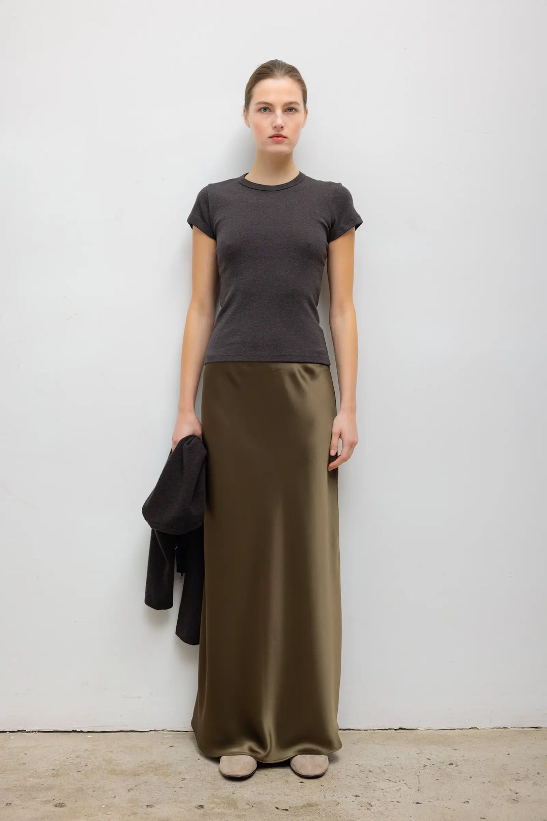 Barb Bias Ankle Skirt - Olive