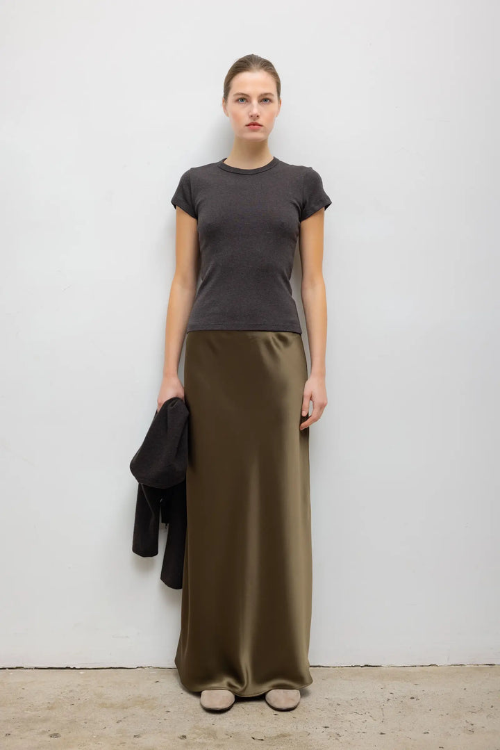 Barb Bias Ankle Skirt - Olive