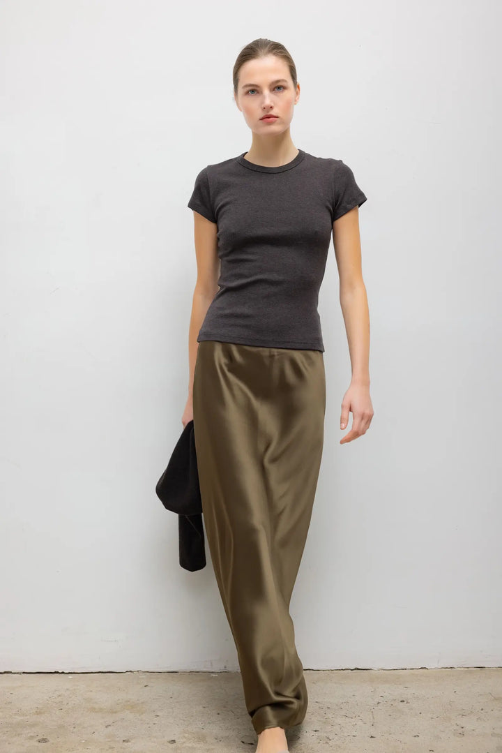 Barb Bias Ankle Skirt - Olive